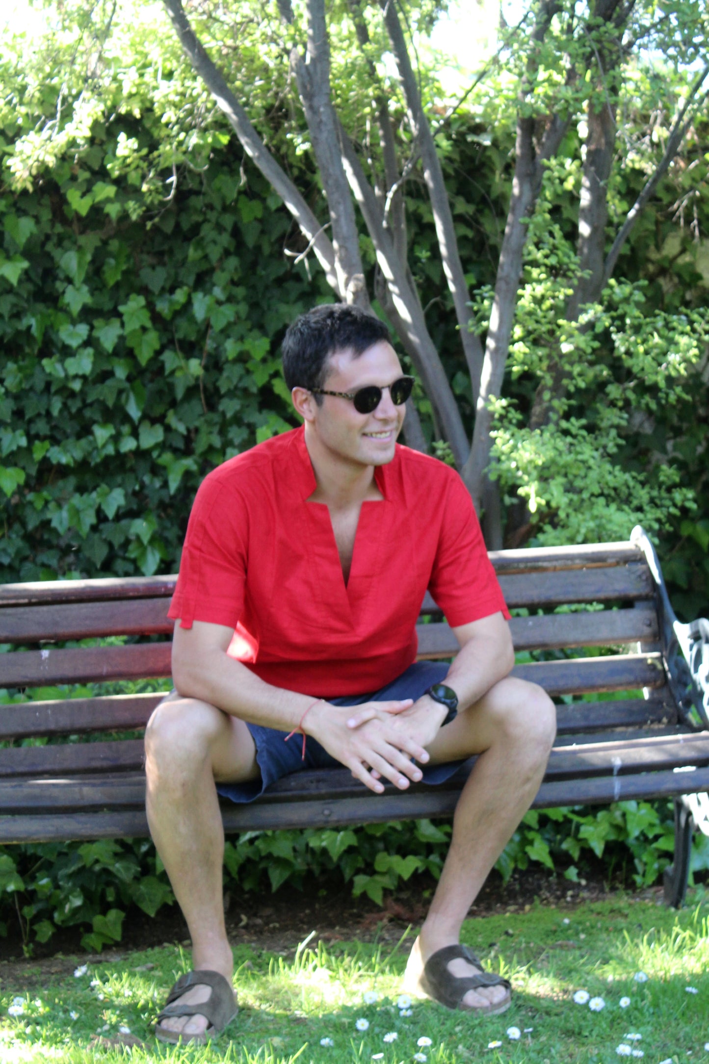 Camisa Bombay Roja Lino y Viscosa