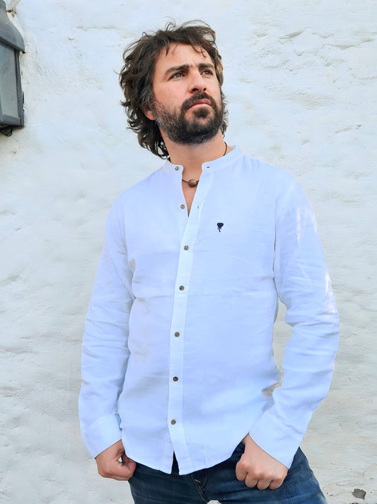 Camisa Jaipur Blanca Lino y Viscosa